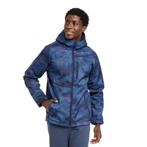 Men’s All In Motion softshell Sherpa fleece warm coat/jacket. Blue and black.